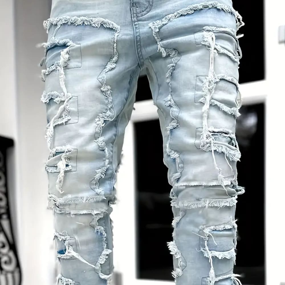 Men Casual Medium Stretch Street Style Jeans